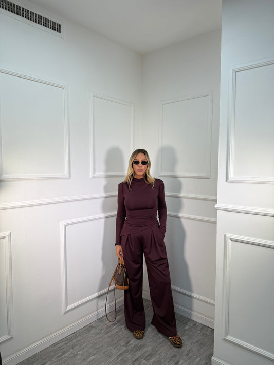 Coordinato in lycra con spalline borgogna Madrid 16557
