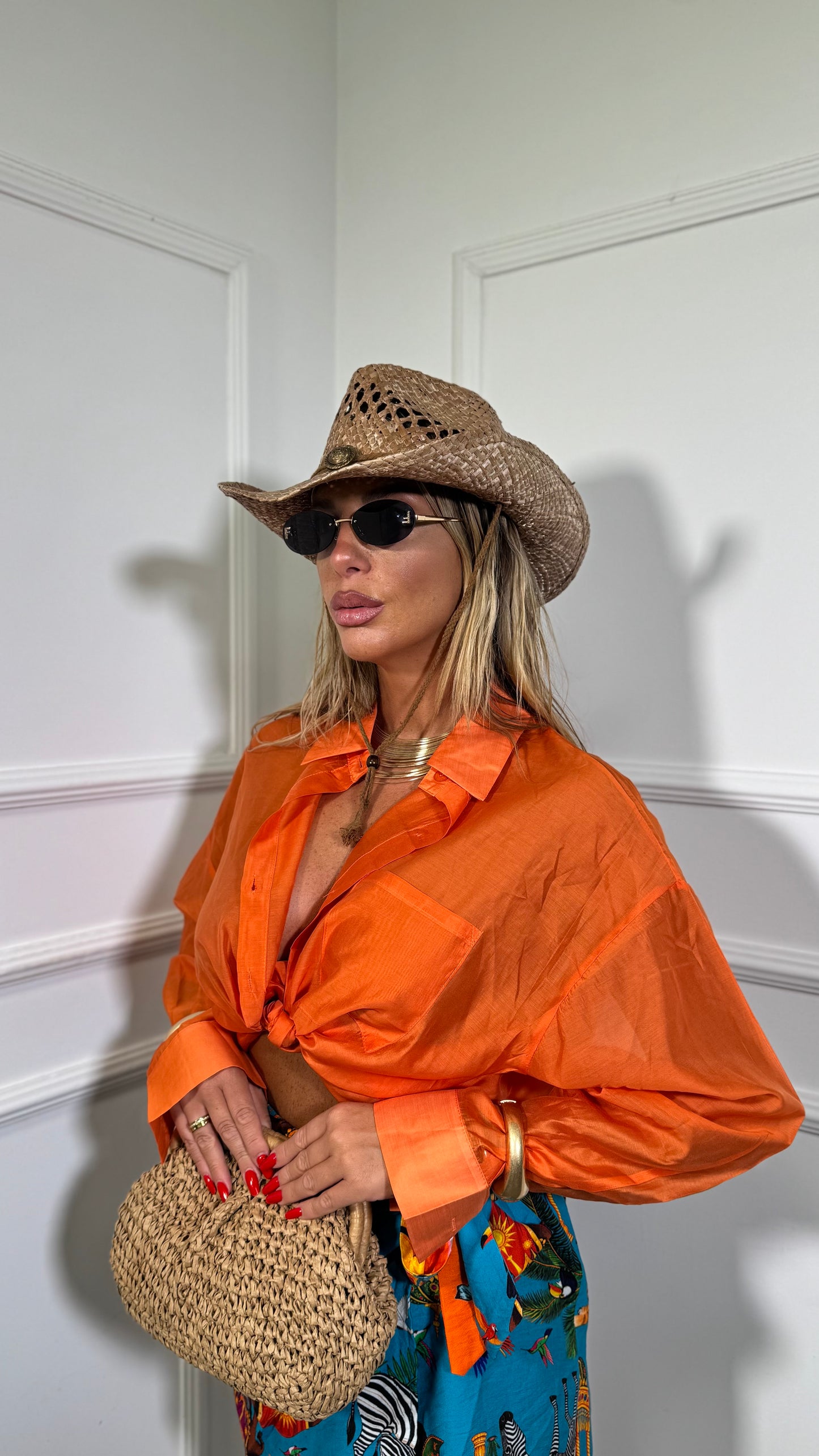 Camicia semi velata Flayr arancio 6808