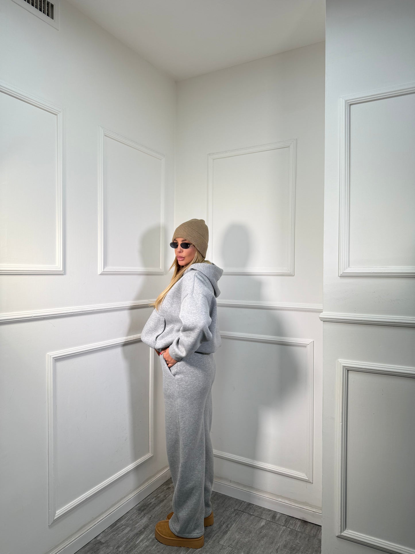 Coordinato tuta in pile Walking grigio 22656