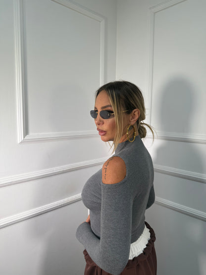 Maglioncino a costine lana rasata Harmony grigio ty8505