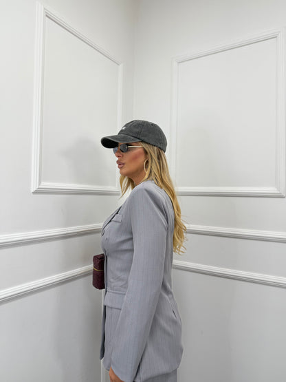 Tailleur gessato Smith grigio my19526