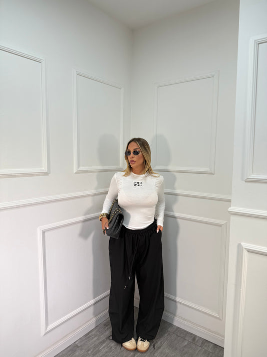 Pantaloni balloon con coulisse Curvy 66302 nero