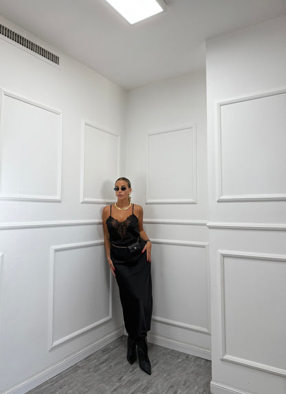 Longuette in satin Élite nera 2419