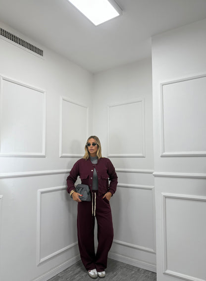 Coordinato in tuta Cozy bordeaux 25753