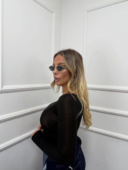 Body semi velato taglio vivo nero 0399