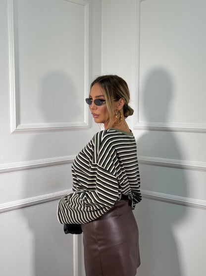 Minigonna in ecopelle con cinturino cioccolato 005034