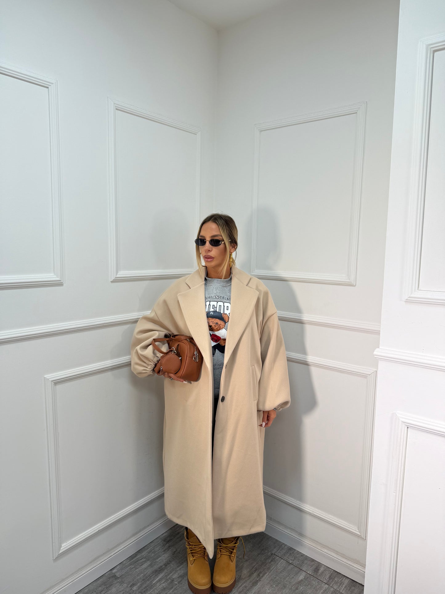 Maxi coat Favola panna 22301