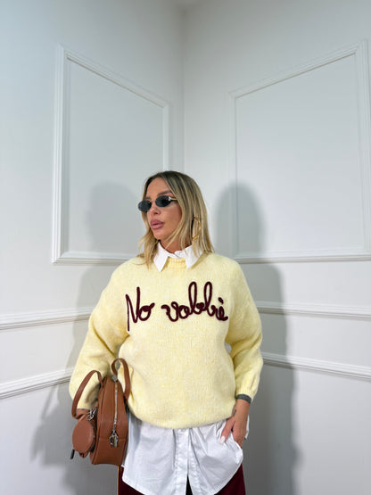 Pullover lana cotta No Vabbè giallo a2702