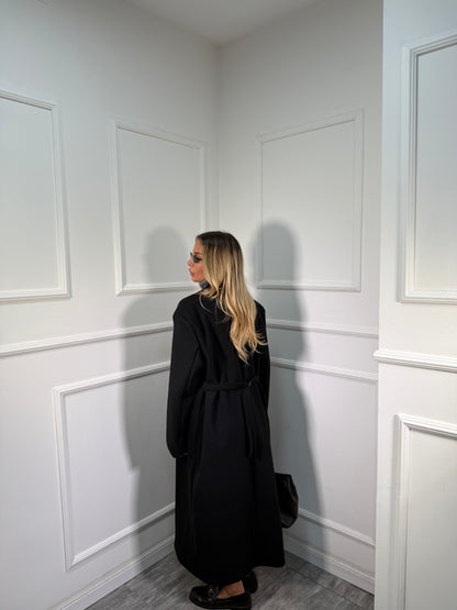 Cappotto doppiopetto con cinturino sul retro Broadway nero m11149