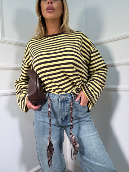 Jeans baggy con foulard intrecciato lavaggio chiaro 0722