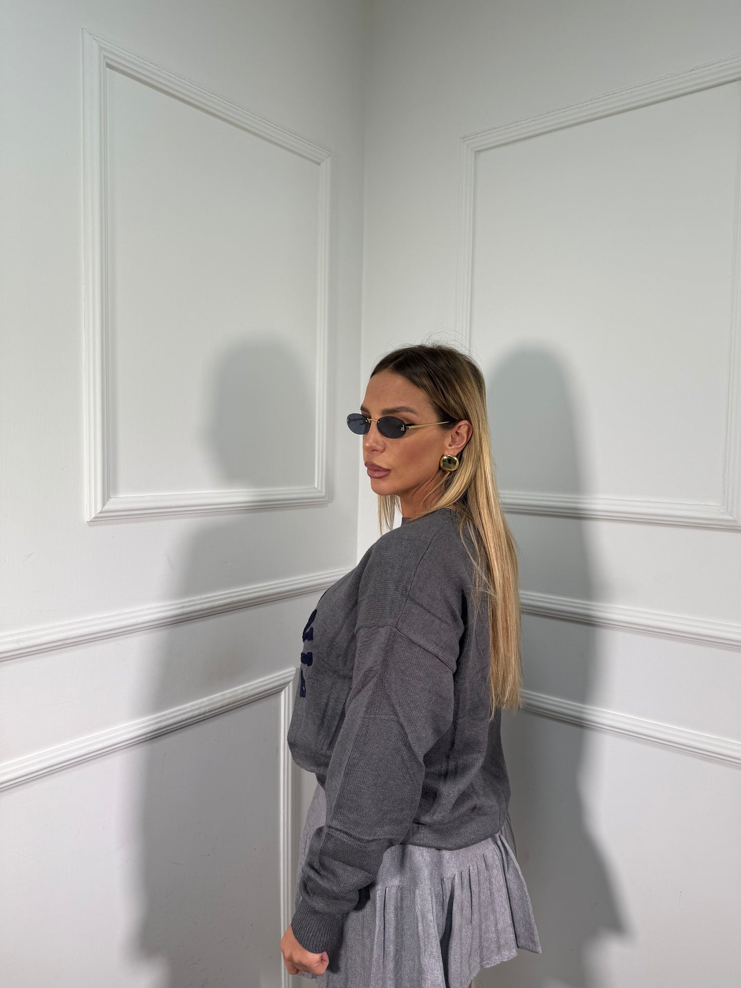 Gonna lana rasata Tower grigia 14661