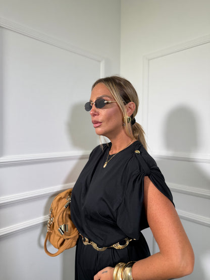 Abito midi in cotone Kisha nero