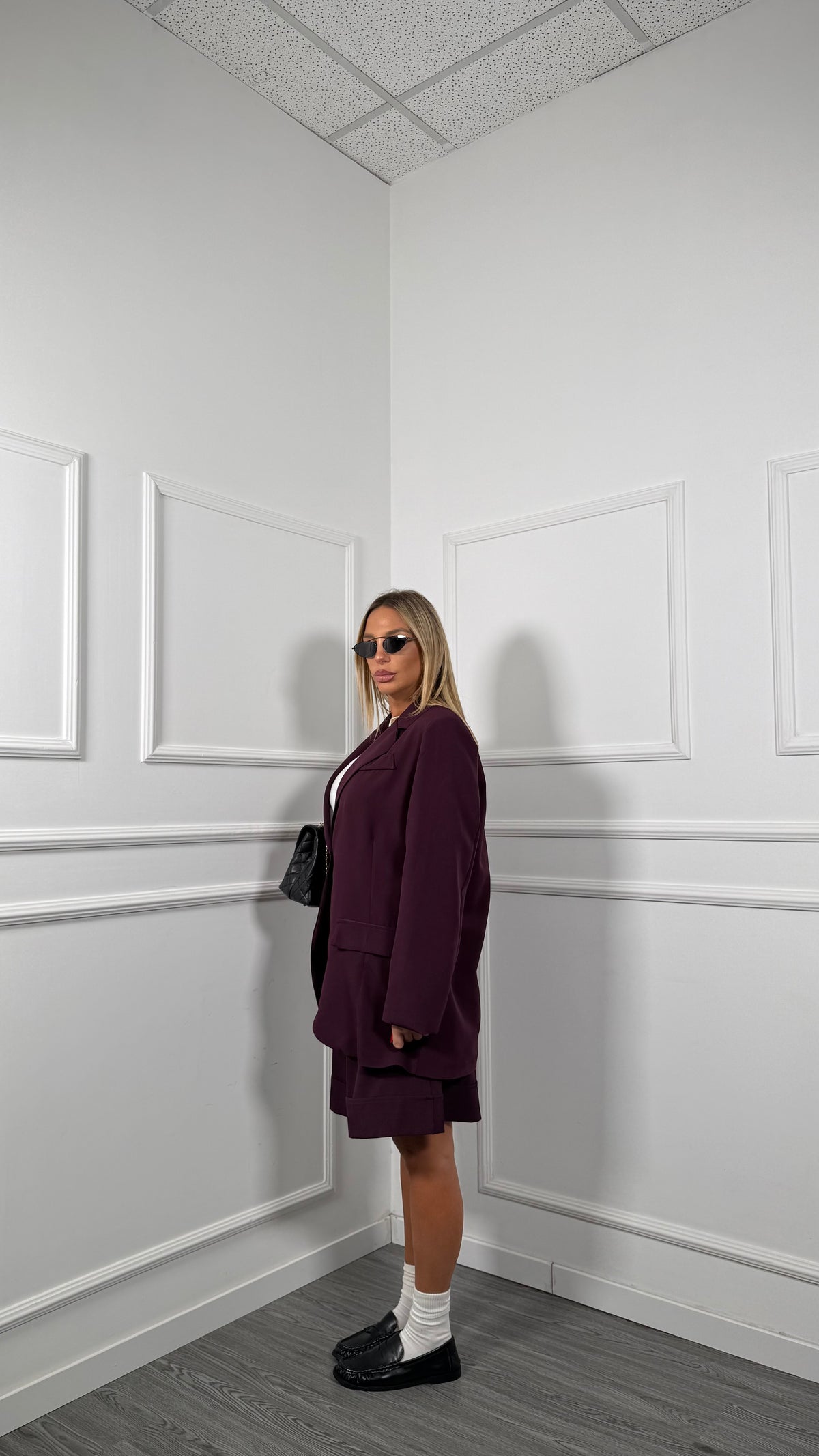 Tailleur con bermuda Curvy Venice borgogna m11059
