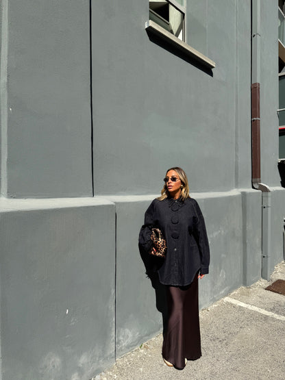 Maxi camicia in denim Bottons lavaggio zero mf2503