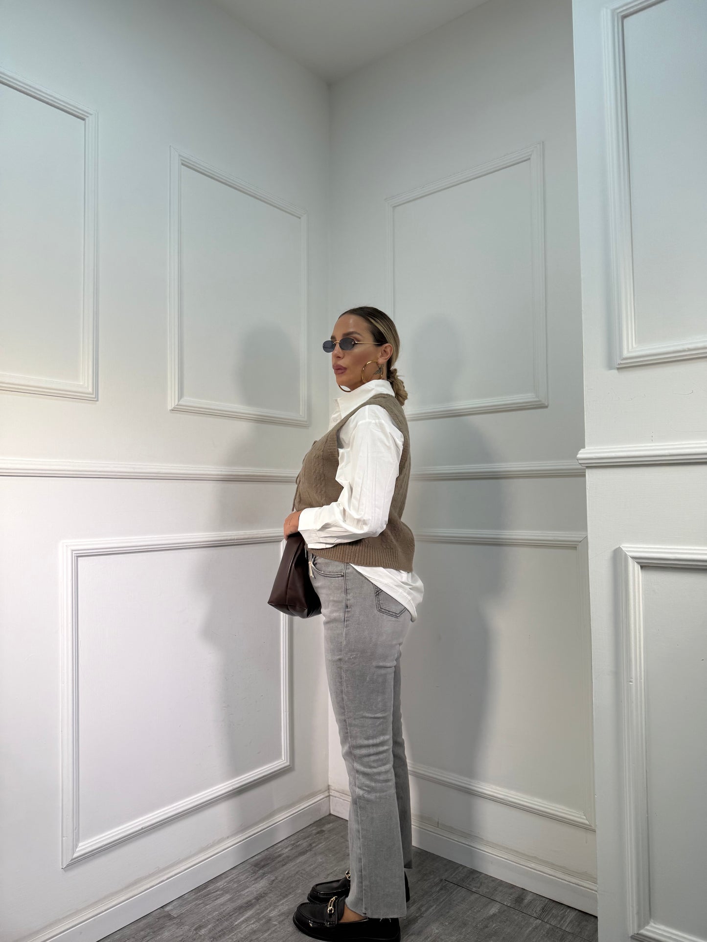 Jeans sigaretta taglio vivo grigio fy10615