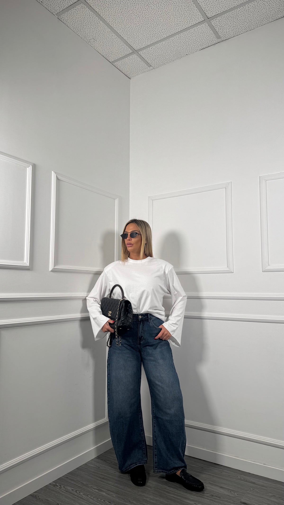 Jeans balloon fit lavaggio scuro f32721-1