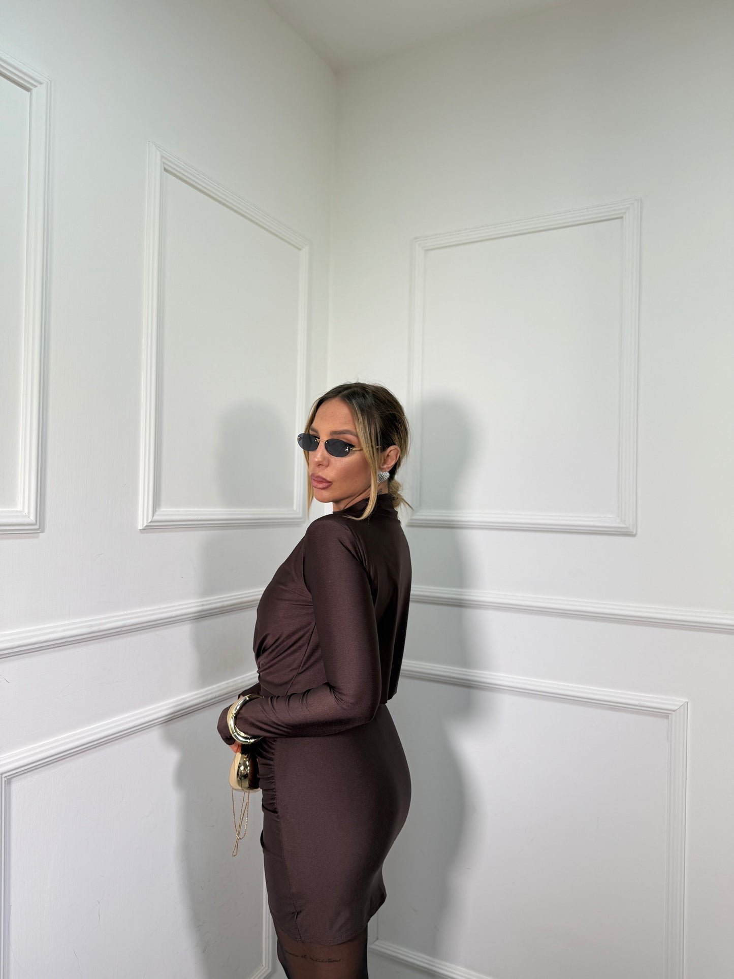 Abito in lycra contenitiva Hype cioccolato 30691