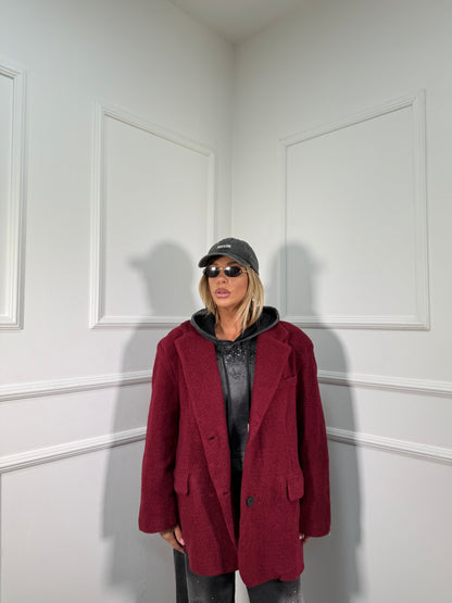 Blazer oversize con spalline in lana cotta bordeaux gc04 premium quality