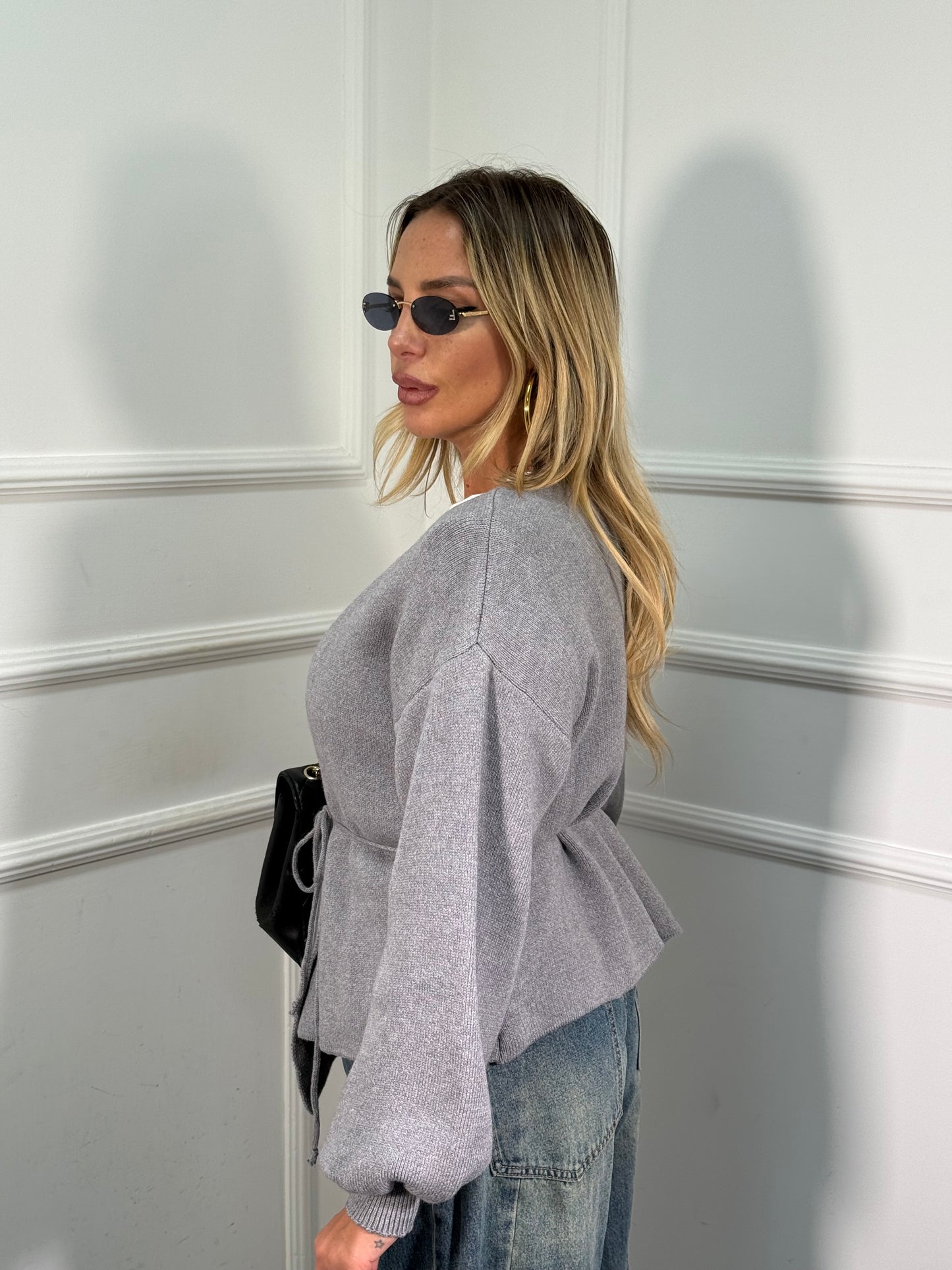 Incrociatina in lana rasata grigia 24683