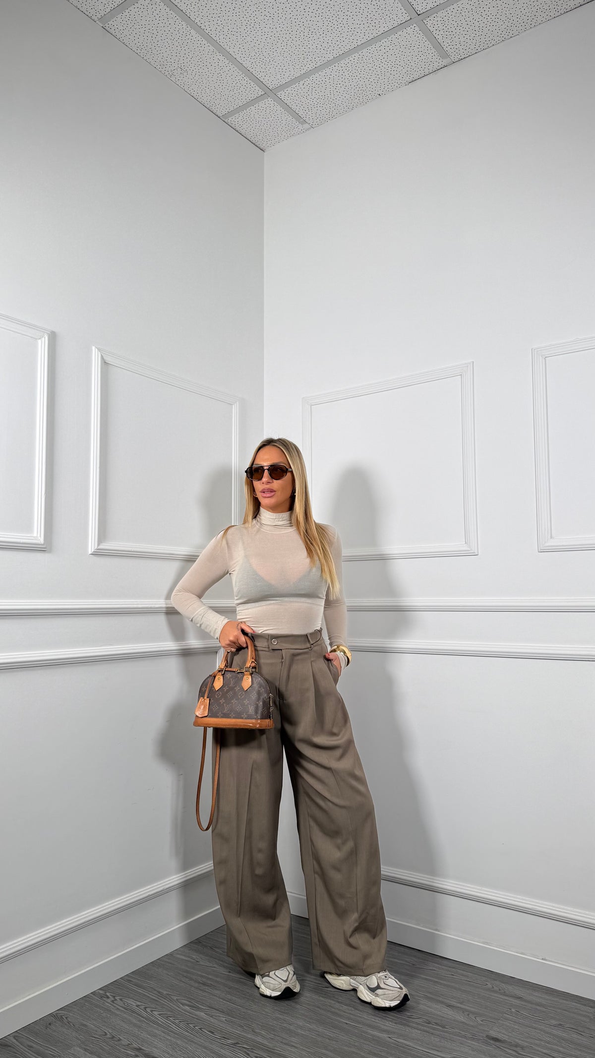 Pantaloni palazzo Office taupe  6271