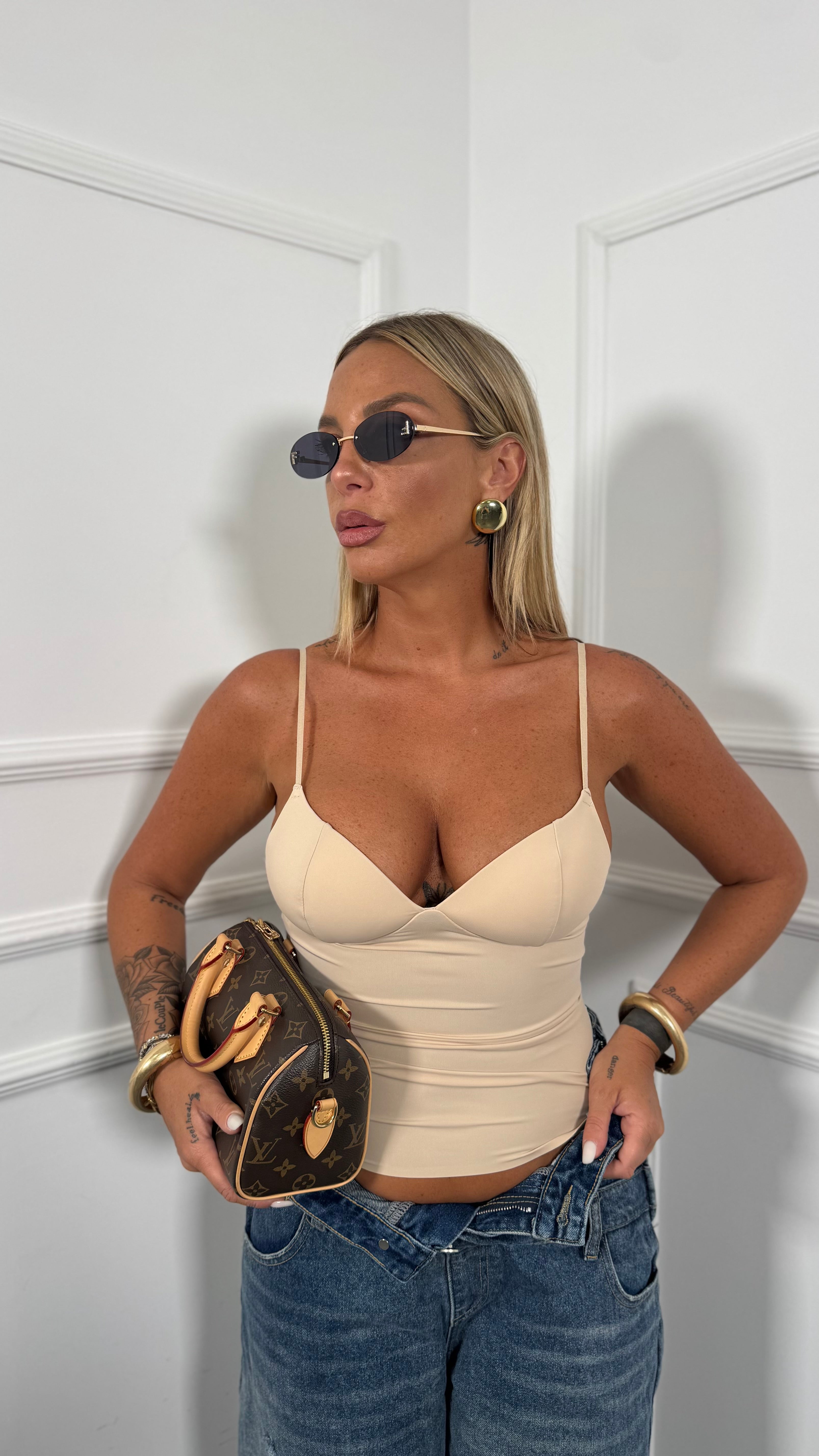 Top in lycra modellante nude 9872