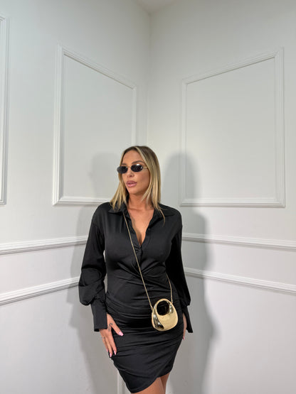 Abito camicia in lycra nero 27058