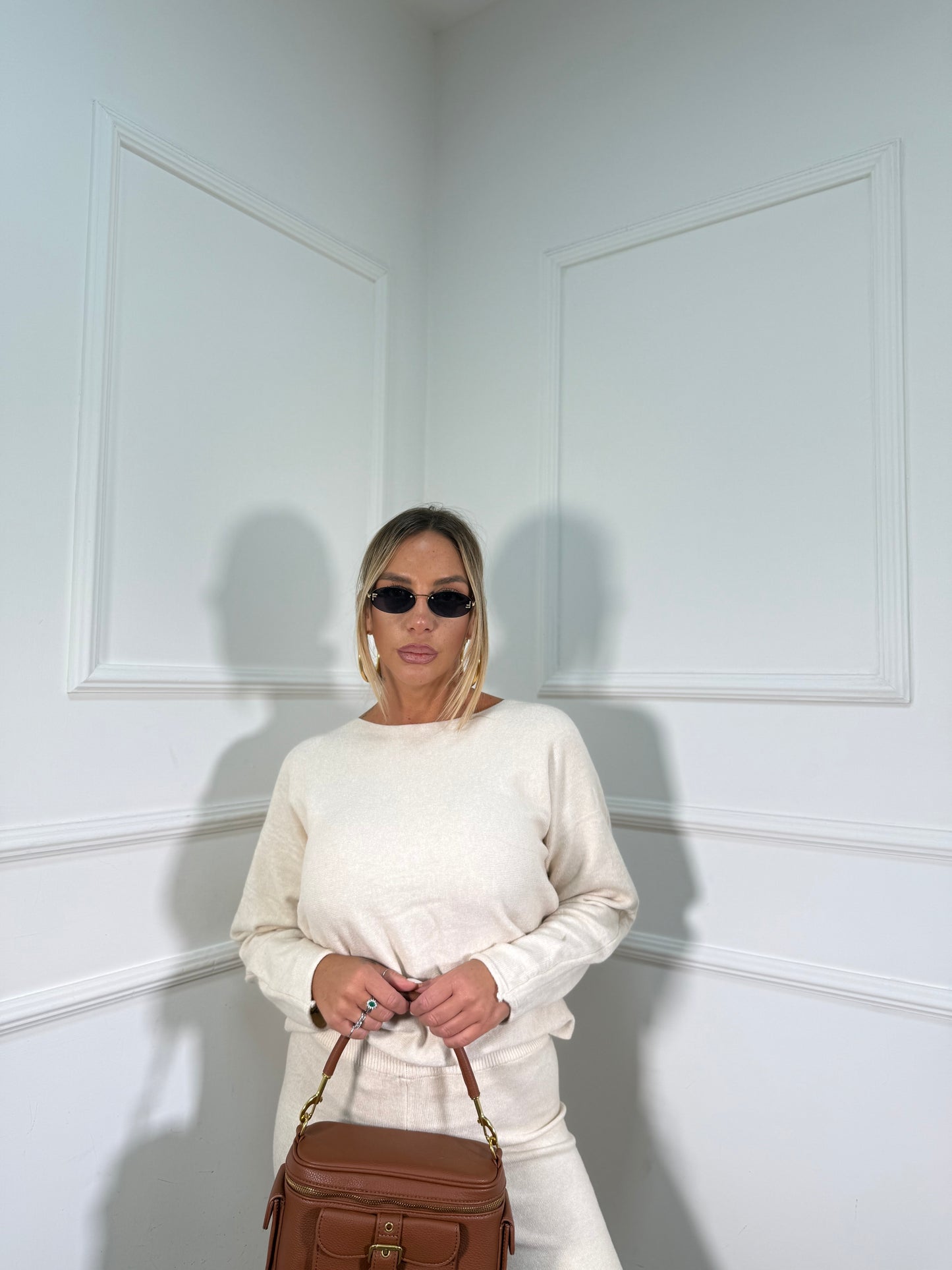 Coordinato in lana rasata Daily panna 0810