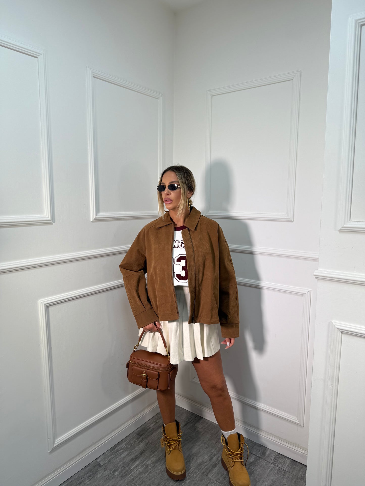 Bomber eco camoscio Greta cuoio 9184sc