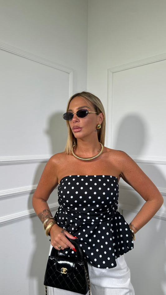 Top a fascia con pois Penny pois nero 31093