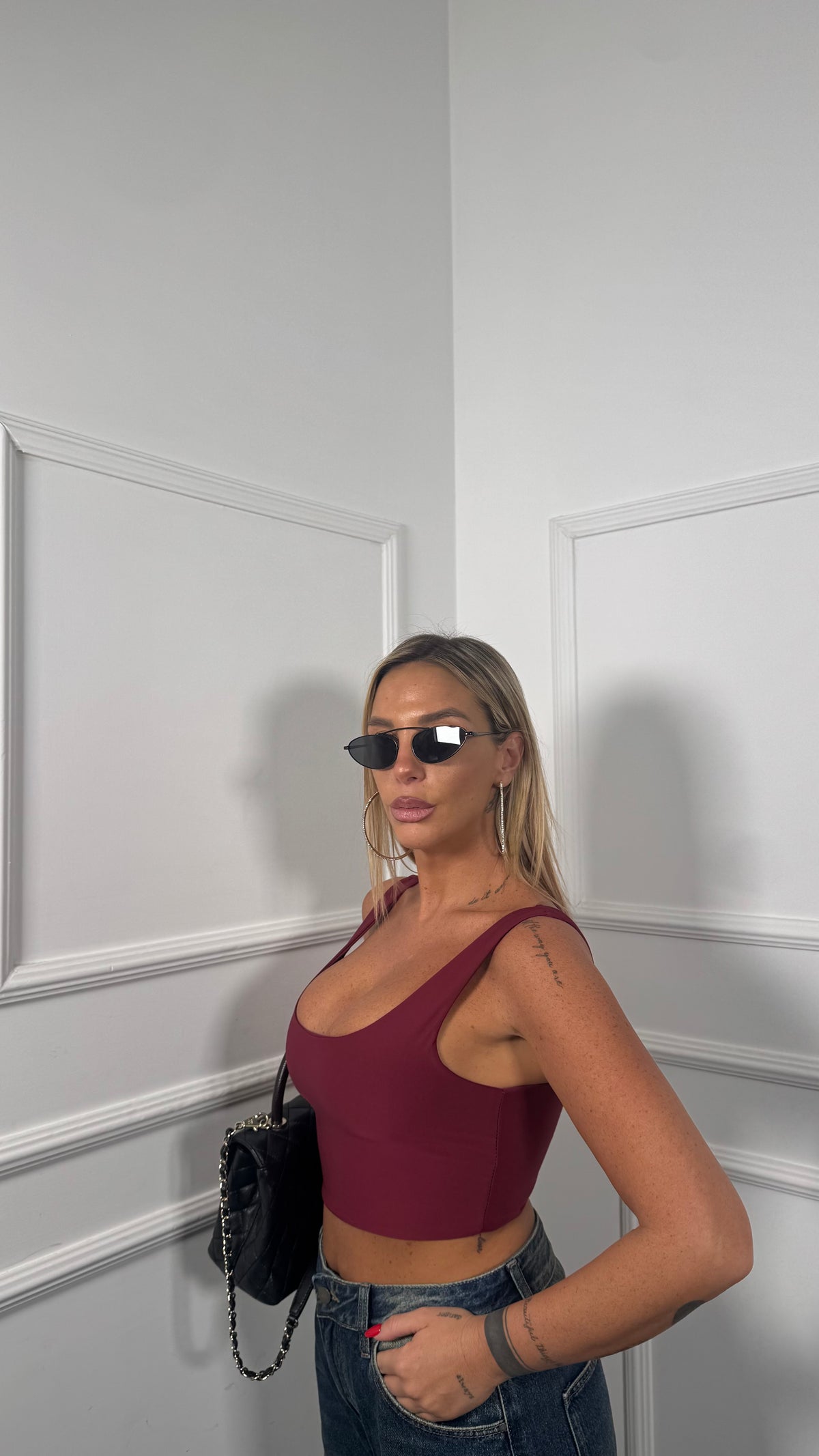 Top crop in lycra Besty bordeaux  16810
