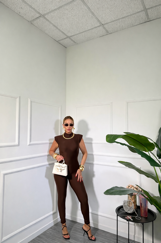 Jumpsuit in lycra scollo sul retro Alanis cioccolato 16630