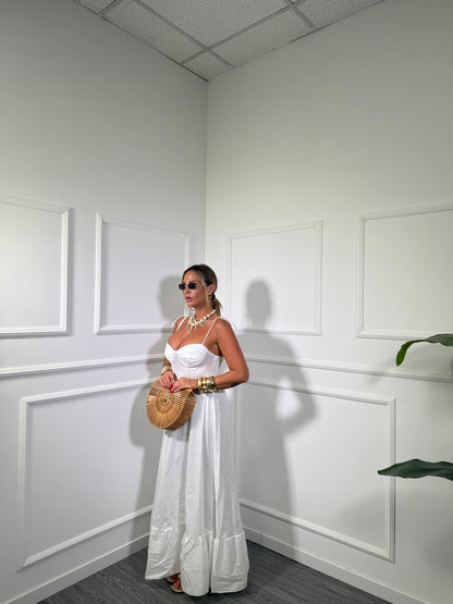 Abito midi in cotone Marlena bianco 33330-28