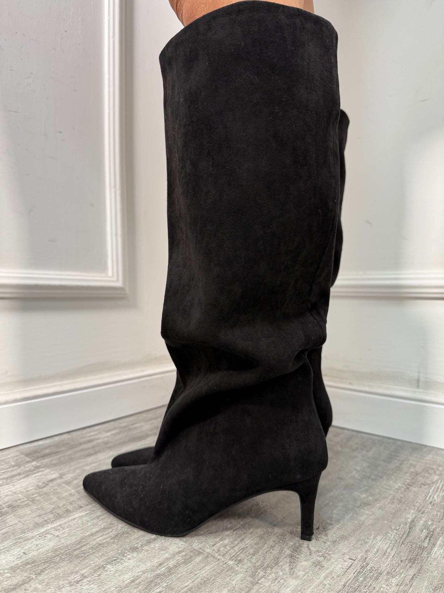 Stivale gambale morbido eco camoscio mero k0139