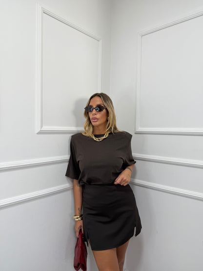 Maxi t-shirt con spalline Iconic cioccolato 3368