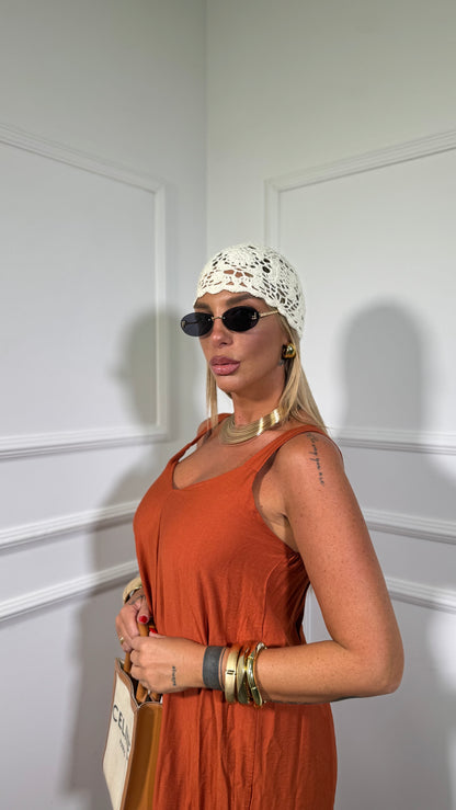 Jumpsuit in viscosa 7/8 arancio 30681