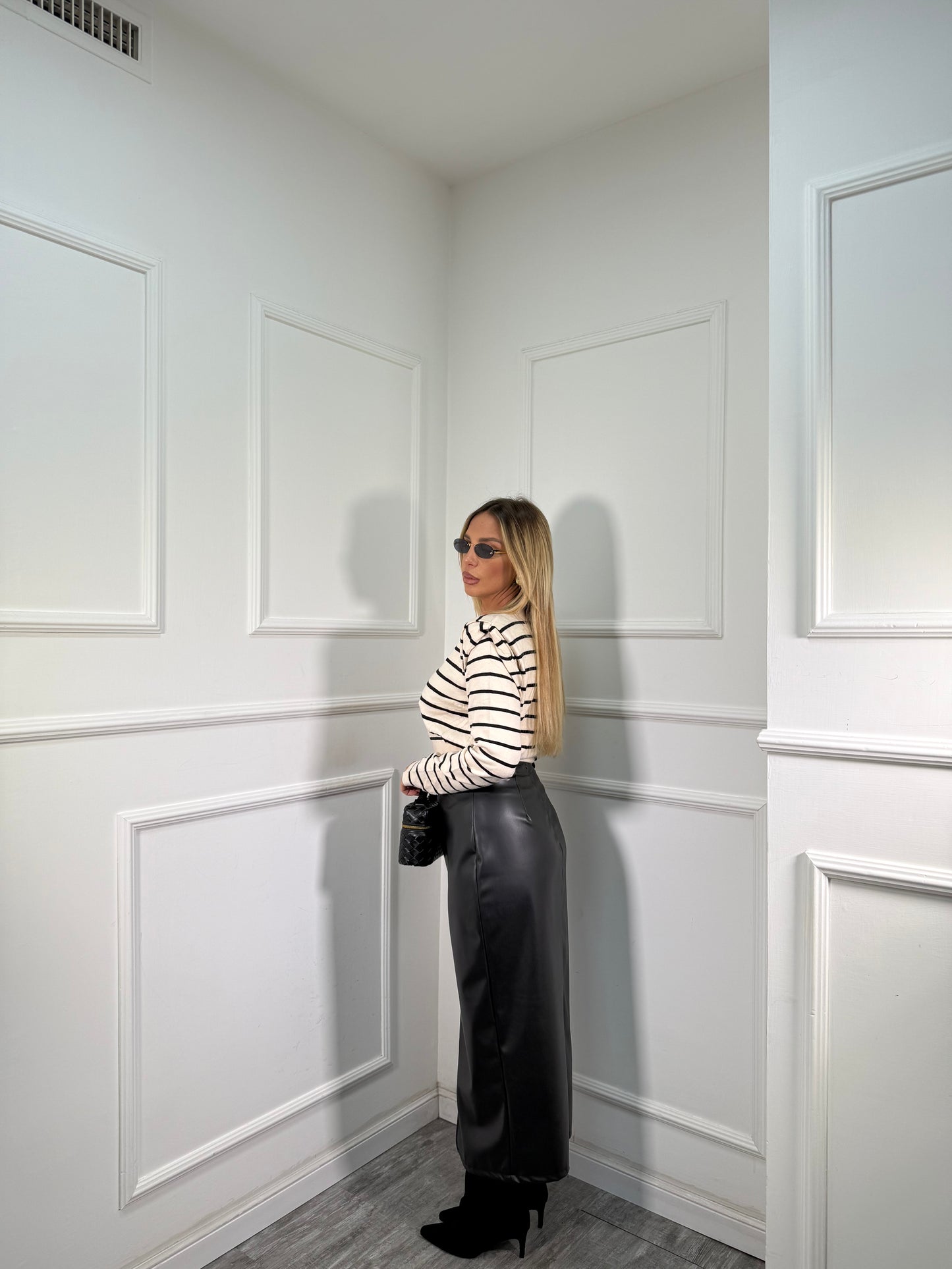 Longuette in ecopelle con cinturino Eclipse nera 005041