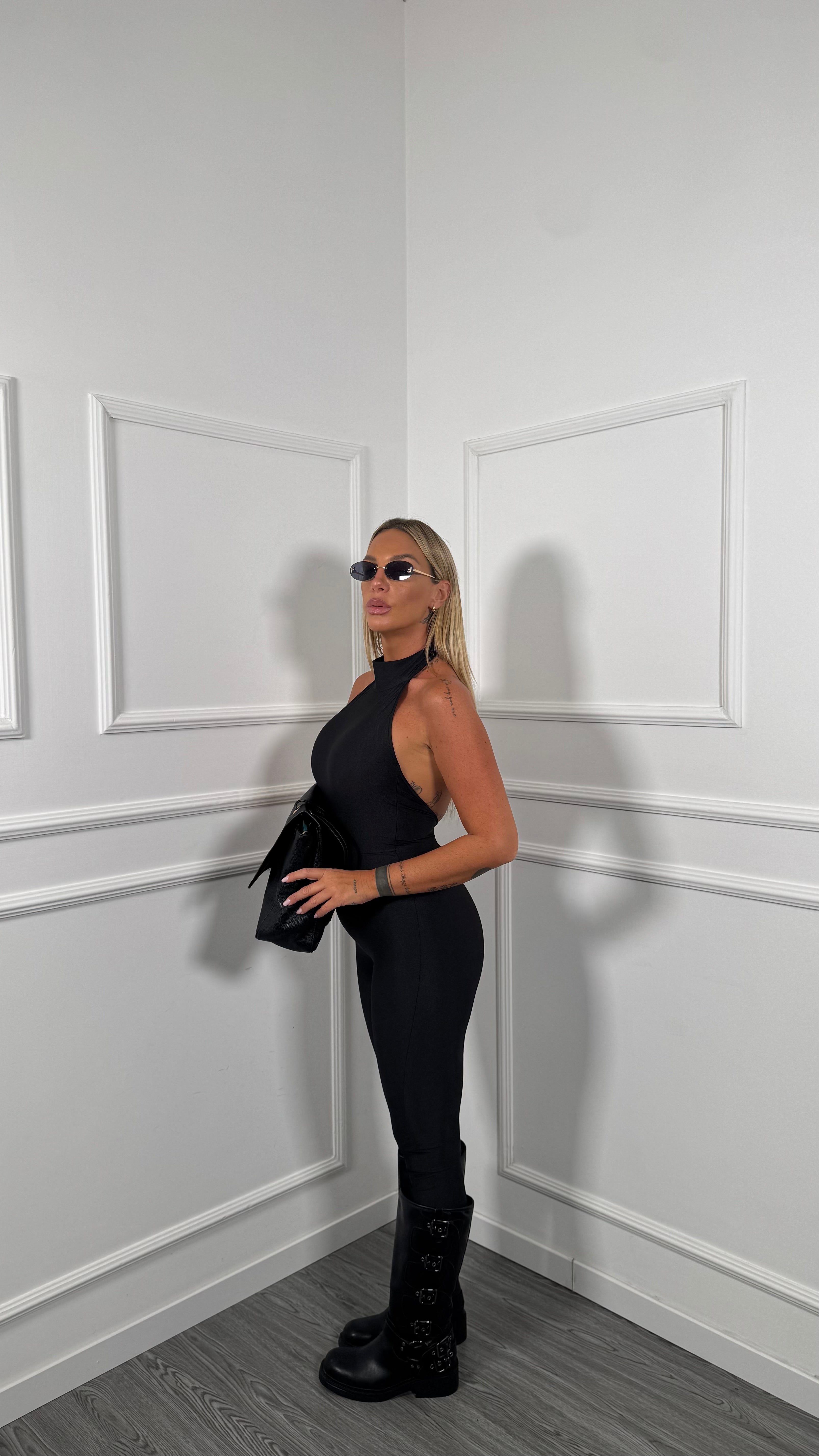 Jumpsuit in lycra contenitiva Kassidy nera 8239