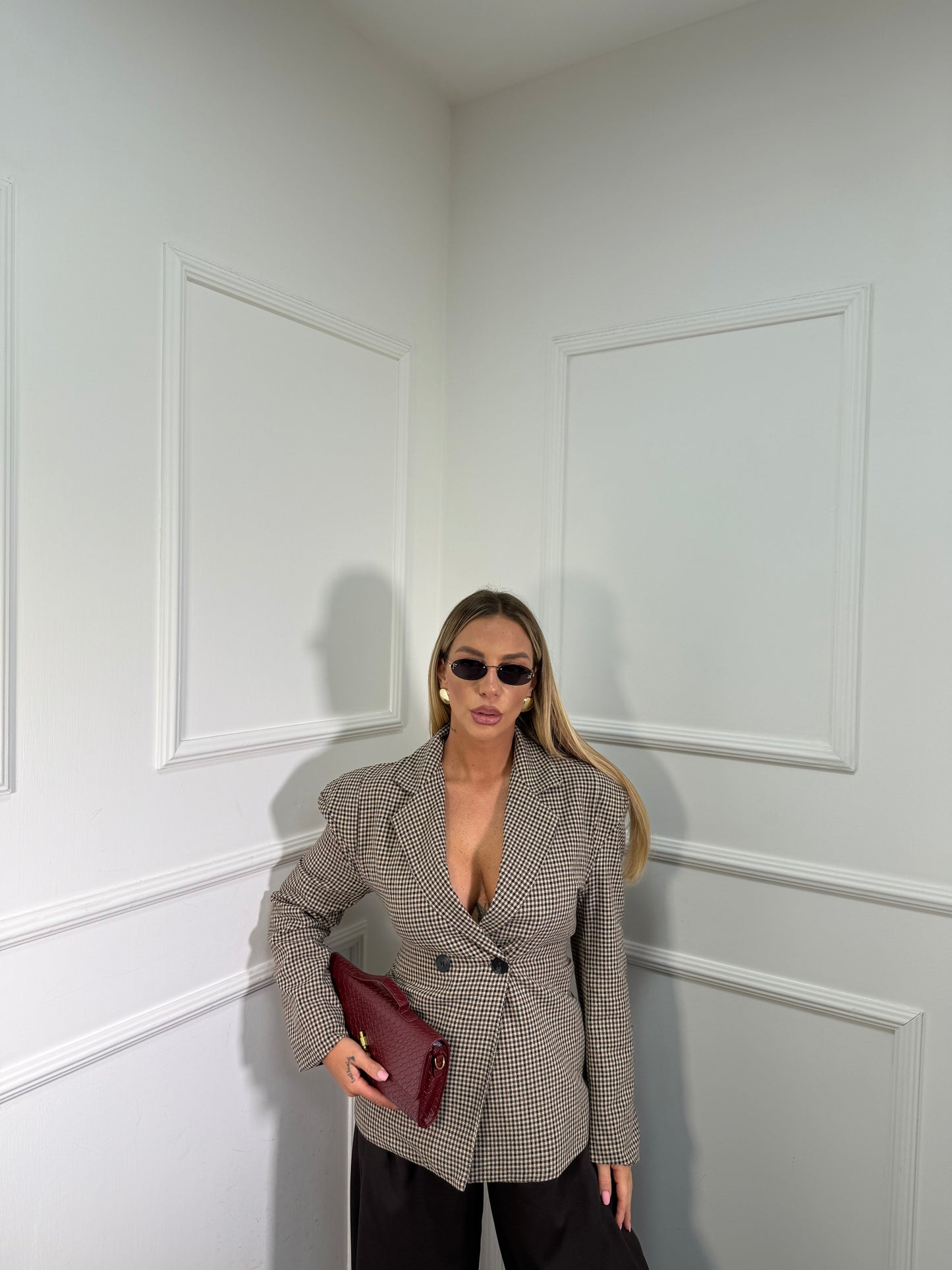 Blazer pied de poule avvitato cacao 251362