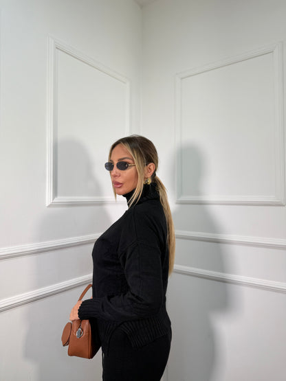 Coordinato lana rasata Snow nero 016