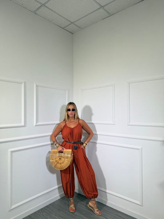 Jumpsuit a sacco in viscosa Belinda coccio 5661