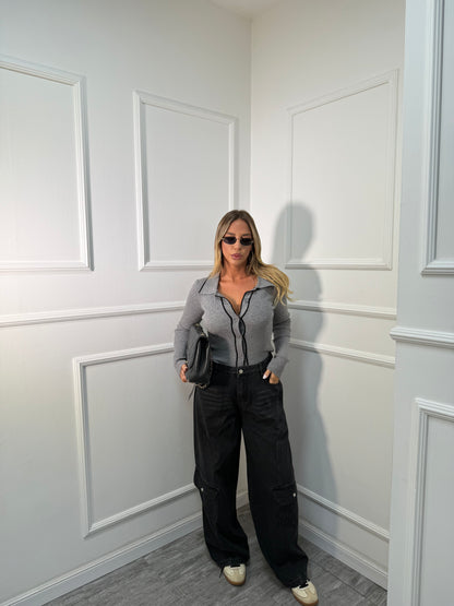 Jeans balloon multi tasche nero lc1218