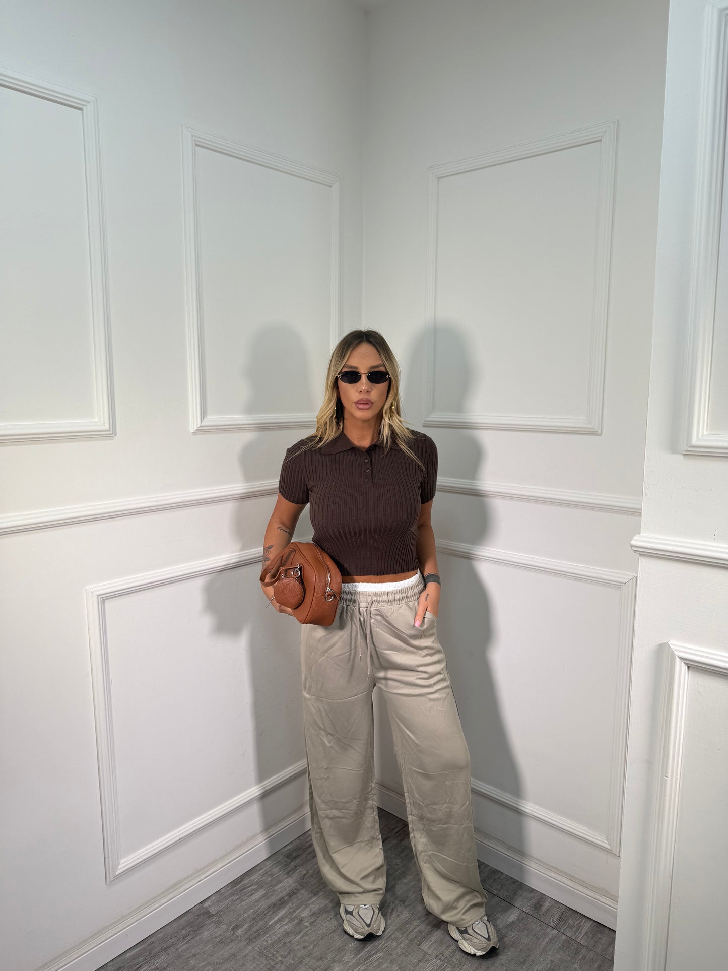 Pantaloni palazzo con boxer in pizzo (vari colori) vv96069