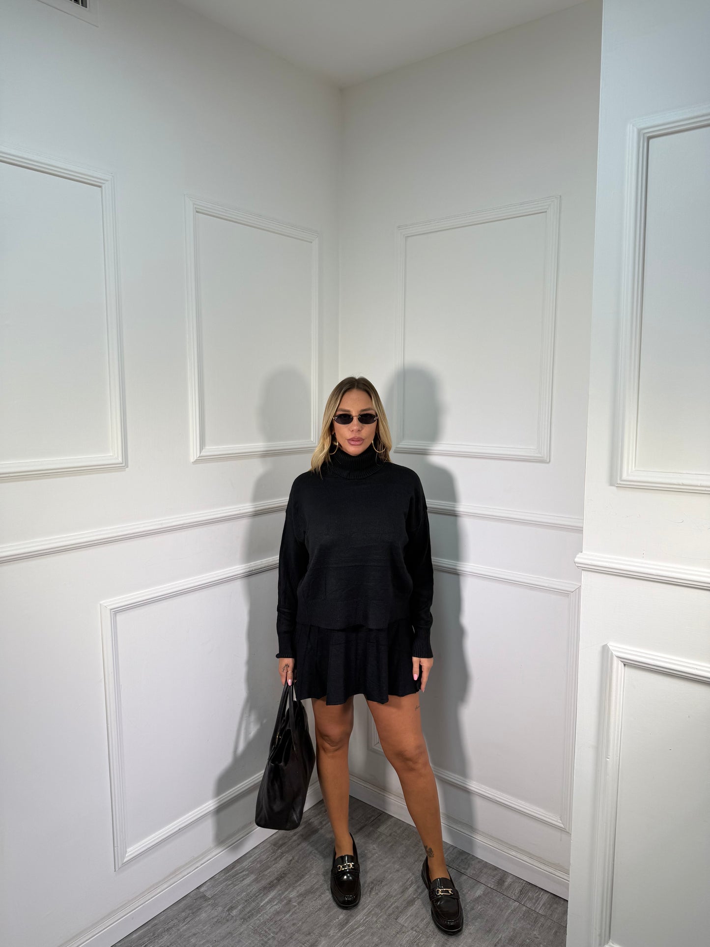 Coordinato lana rasata Paris nero  G153