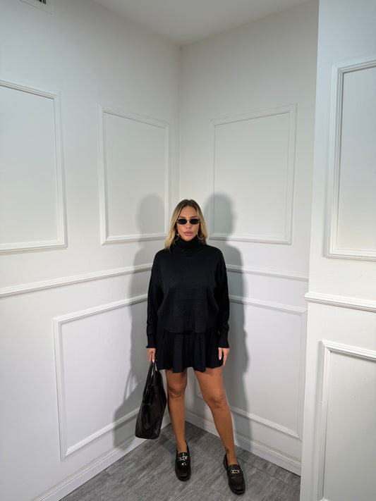 Coordinato lana rasata Paris nero  G153