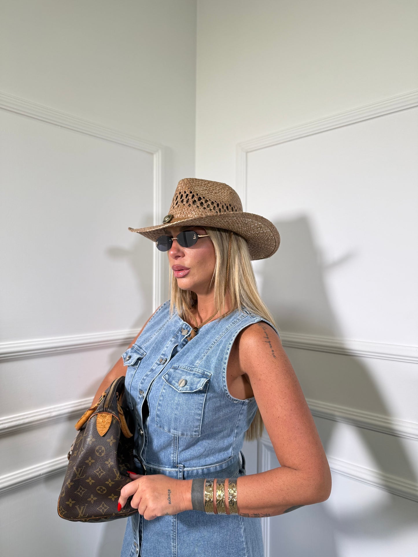 Abito midi in denim lavaggio chiaro Jamila 2776