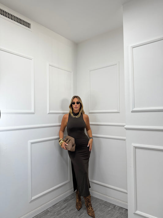 Abito midi Sofy cioccolato 25756