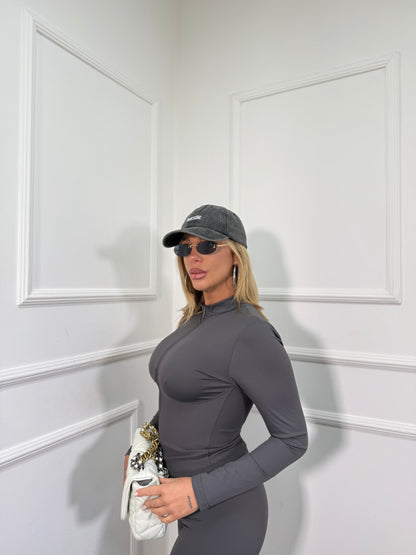 Coordinato in lycra contenitiva Nelly grigio scuro bzm207