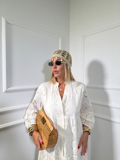 Chemisier oversize pizzo san gallo Paradise canapa 8621