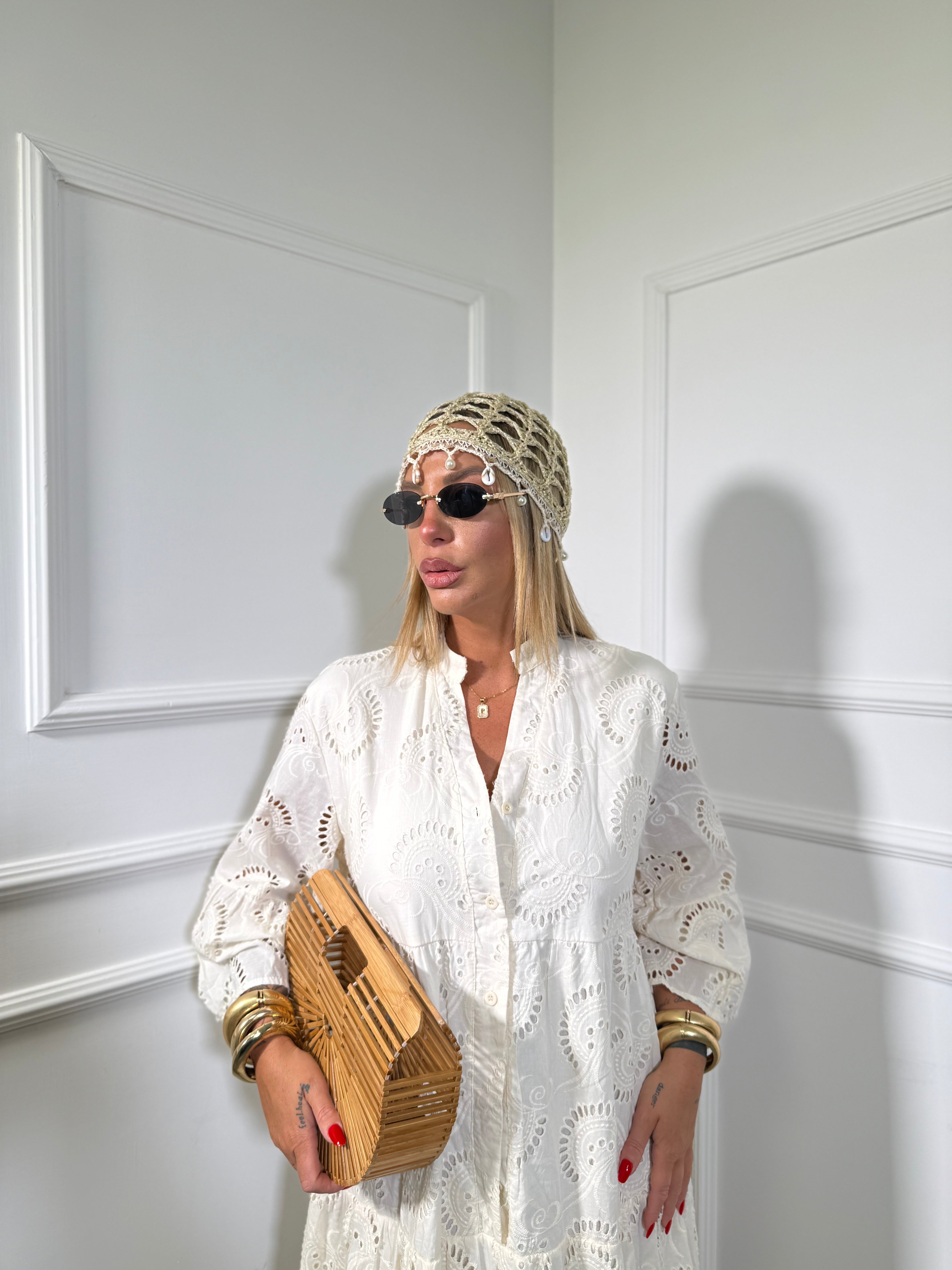 Chemisier oversize pizzo san gallo Paradise canapa 8621