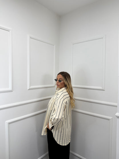 Camicia a righe Judith crema/nera 3302